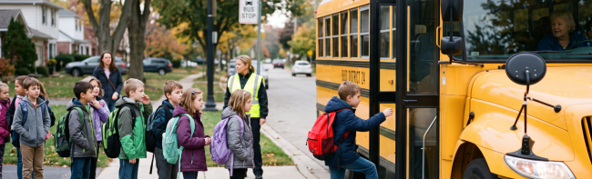 Children getting on the bus Children getting on the bus